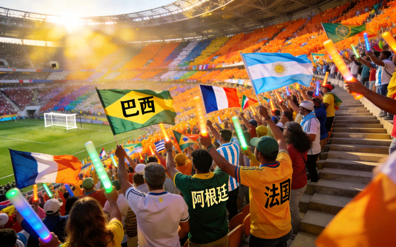 世界杯球迷观赛盛况 - 彩色人海与旗帜